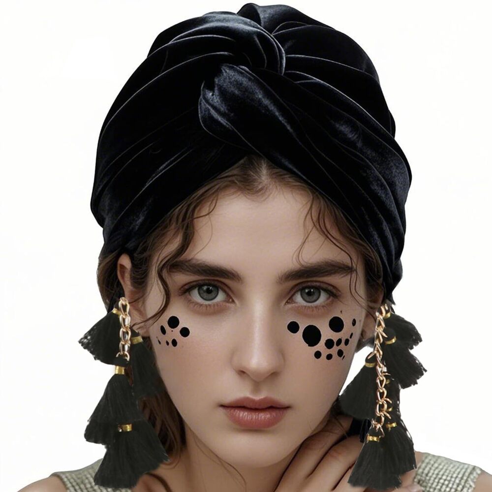 2372 Turban Pre Ted Head Cap Velvet Headwraps Hair Turbans Girls